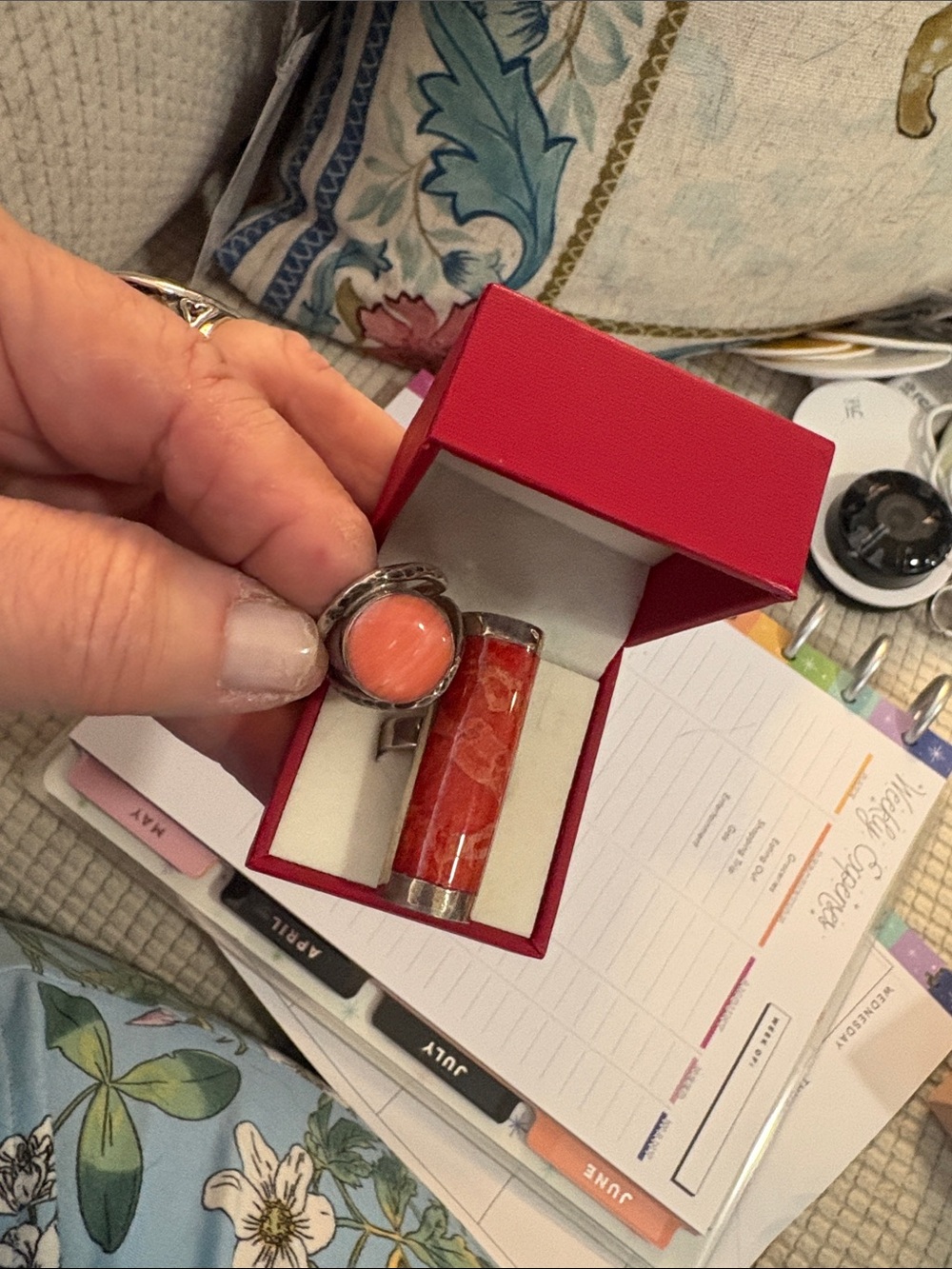 Sterling Set of Two Carnelian Rings